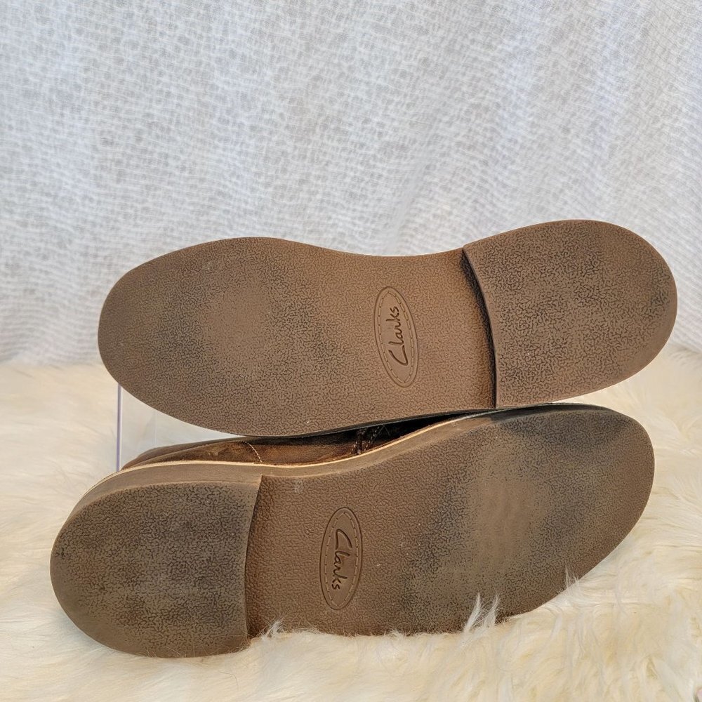 Clarks Men's Chukka Desert Boots Ankle Lace Up Brown Leather 12 Shoe Distressed - Picture 11 of 12